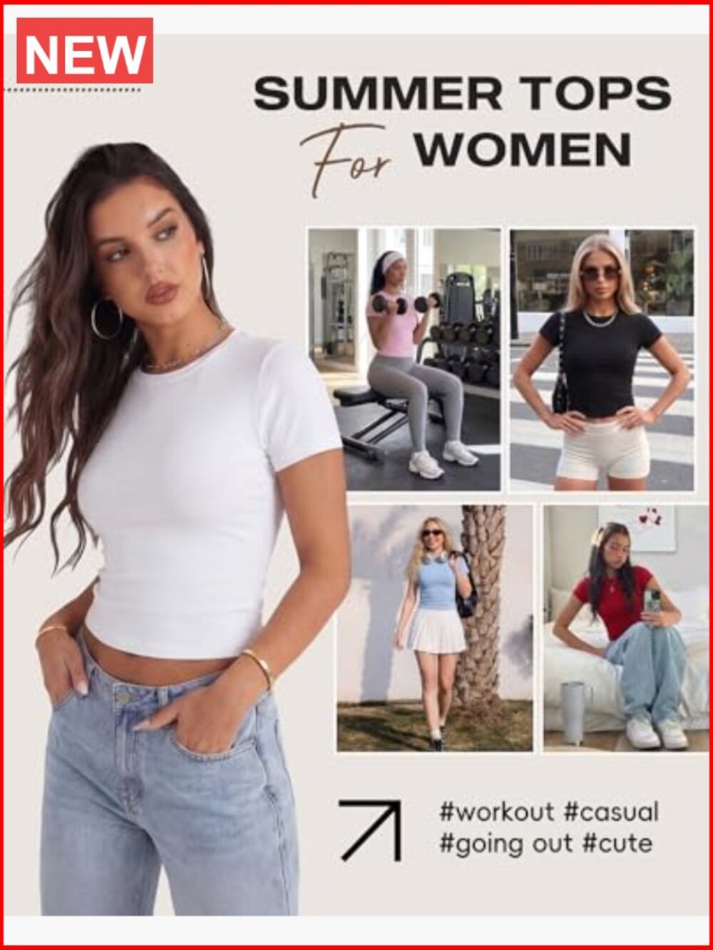 Slim Fit Crop Top Crew Neck Short Sleeve T-Shirt - Picture 3 of 7